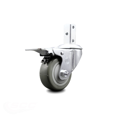 SERVICE CASTER 3.5 Inch Gray Poly Swivel 7/8 Inch Square Stem Caster with Total Lock Brake SCC SCC-SQTTL20S3514-PPUB-GRY-78